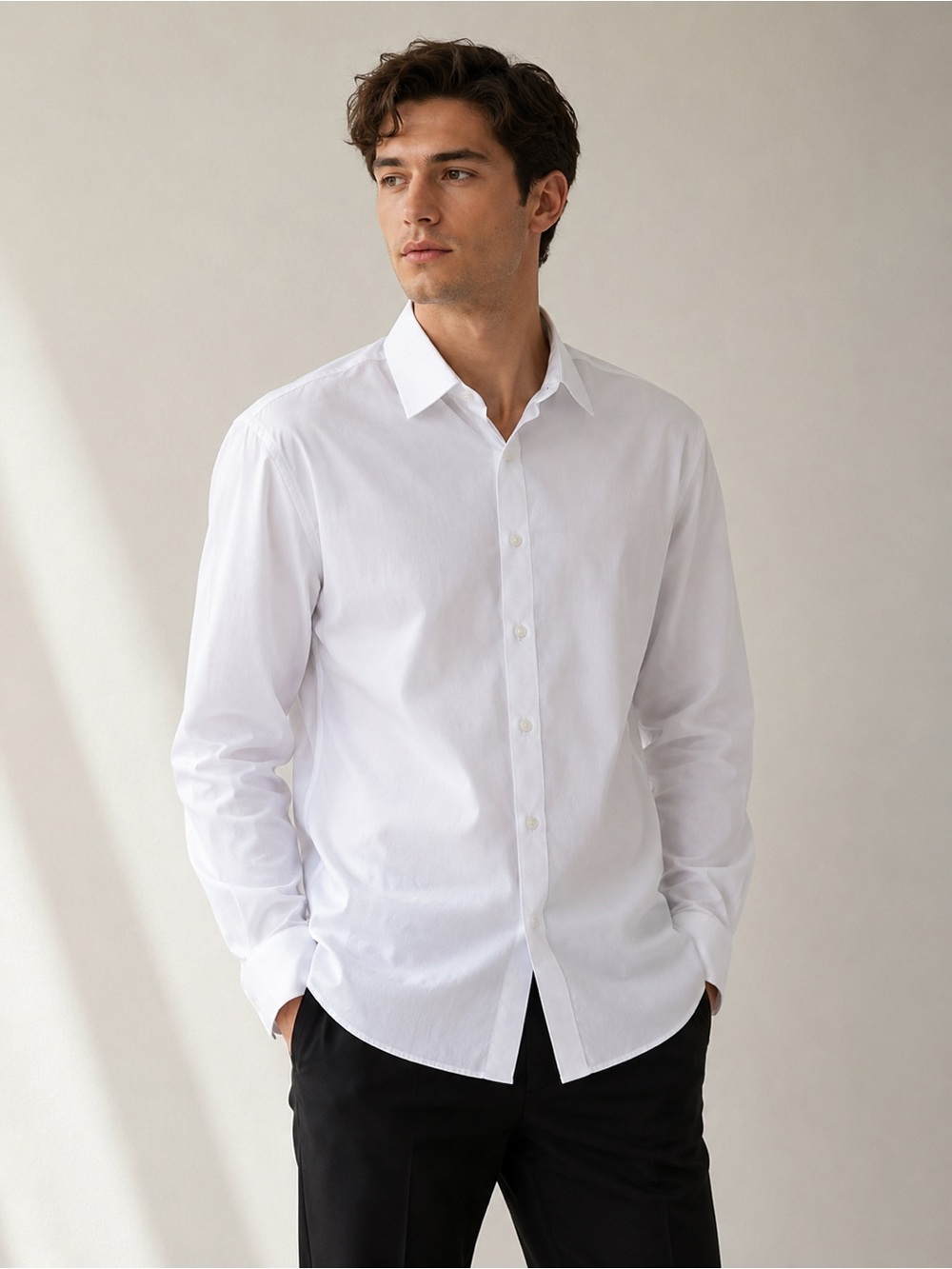 Classic Men's White Button-Down Dress Shirt Size XL